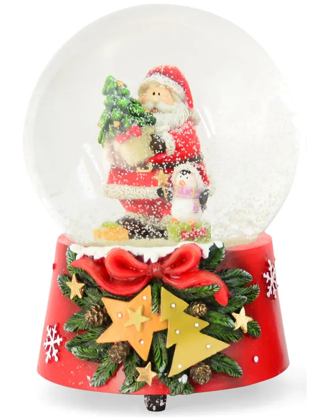spieluhr-schneekugel-weihnachtsmann-pinguin-14-5cm-polyresin image 1