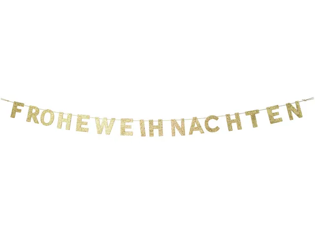 das-kost-mland-frohe-weihnachten-holz-girlande-190cm-gold image 1