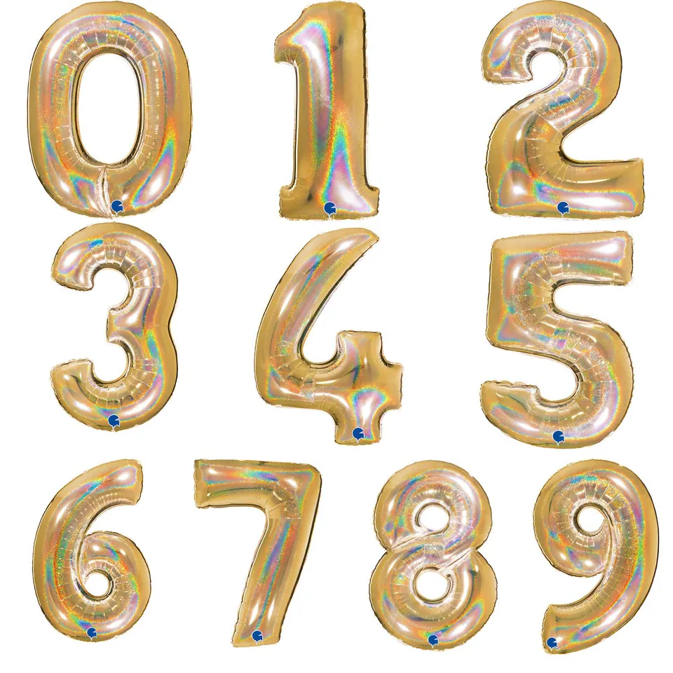das-kost-mland-riesenzahl-folienballon-102-cm-holo-gold image 1