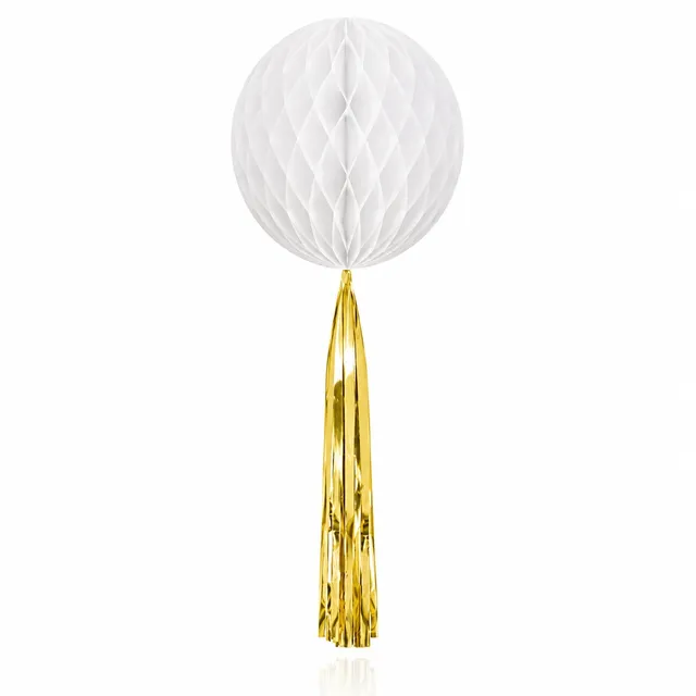 das-kost-mland-dekorationen-wabenball-wei-gold-quaste-papier image 1