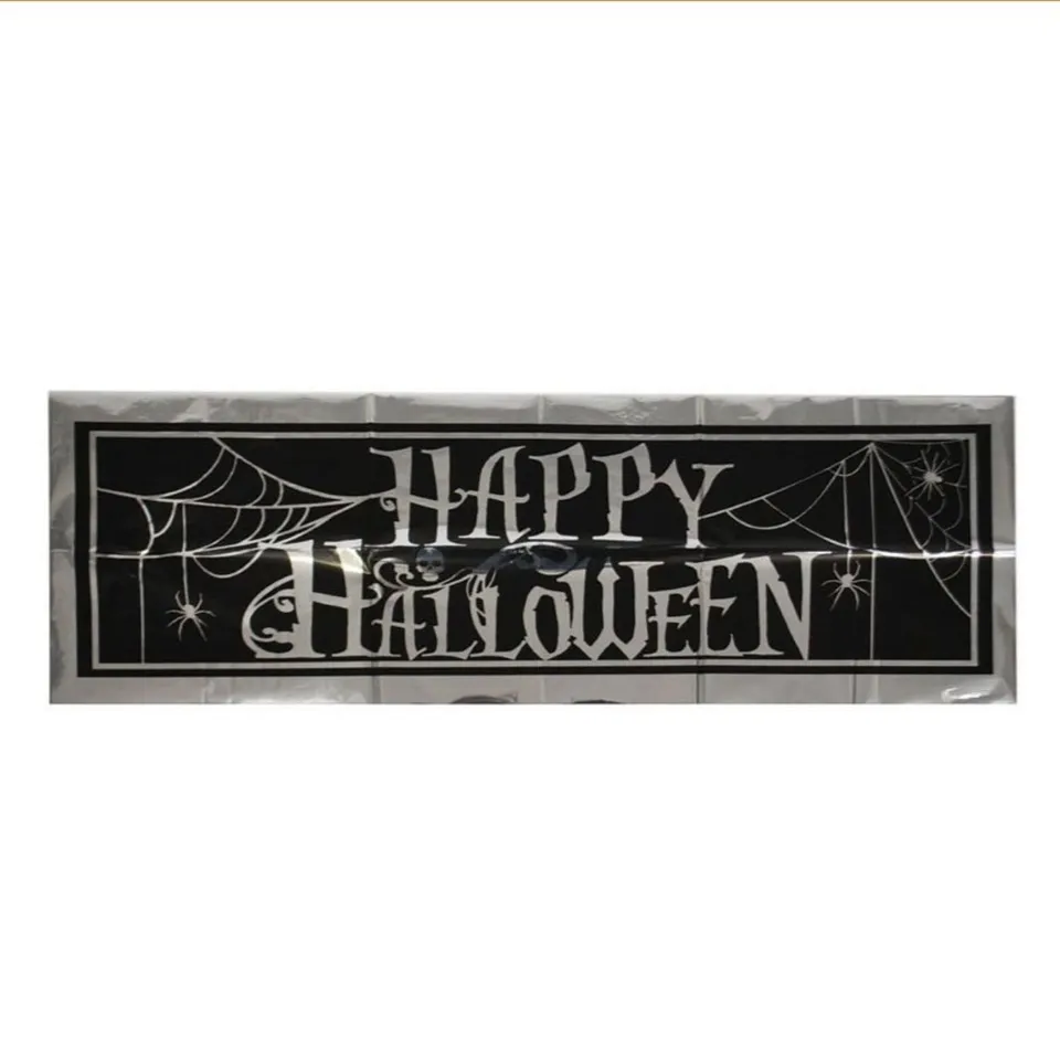 das-kost-mland-happy-halloween-banner-30x91-cm-schwarz-silber image 1