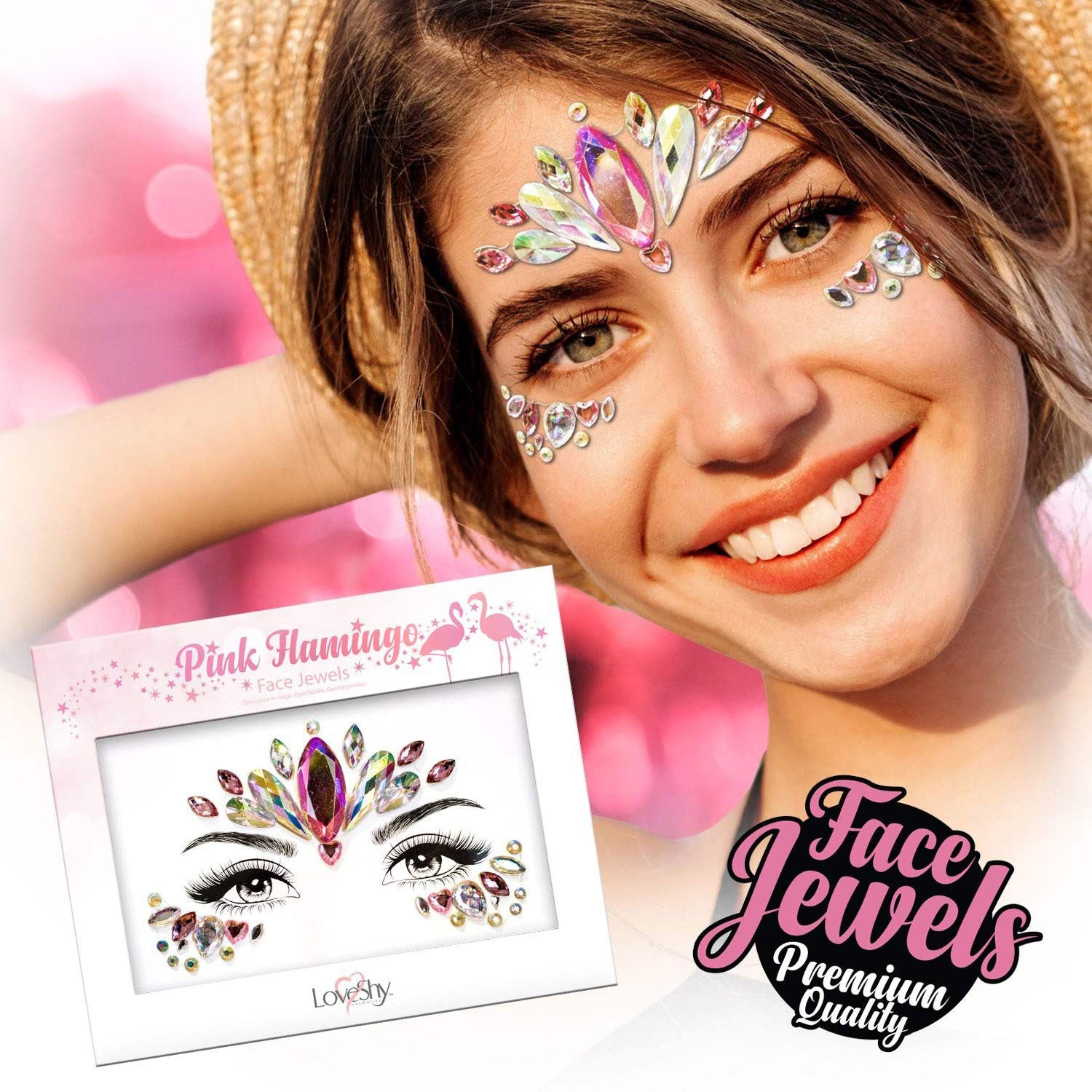 loveshy-pink-flamingo-face-jewels-selbstklebende-glitzersteine-silber image 2