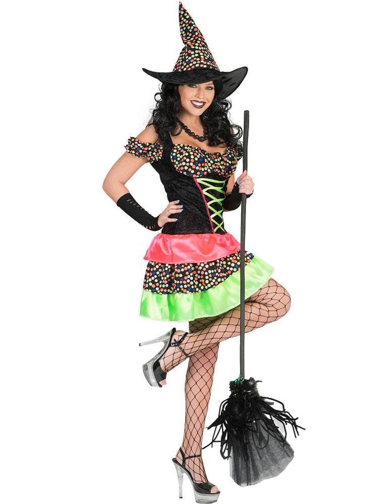 das-kost-mland-damen-hexe-wendy-kost-m-punkte-hexenkleid-mit-hut image 2