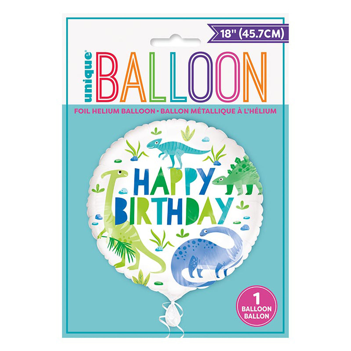 folienballon-happy-birthday-dino-45cm-18-bunt-unique-party image 1