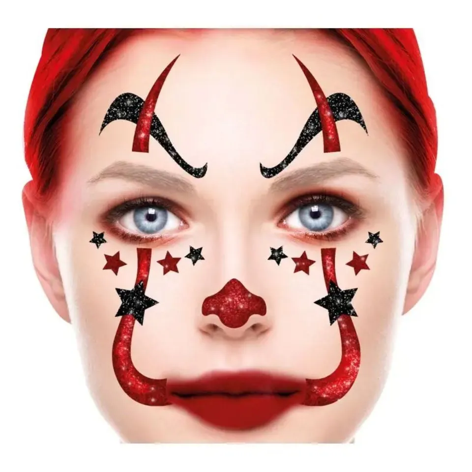 das-kost-mland-accessoires-face-art-glitzer-tattoo-clown-20x20cm image 1