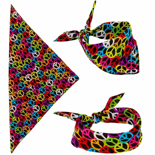 das-kost-mland-accessoires-peace-bandana-halstuch-55x55-schwarz-bunt image 1