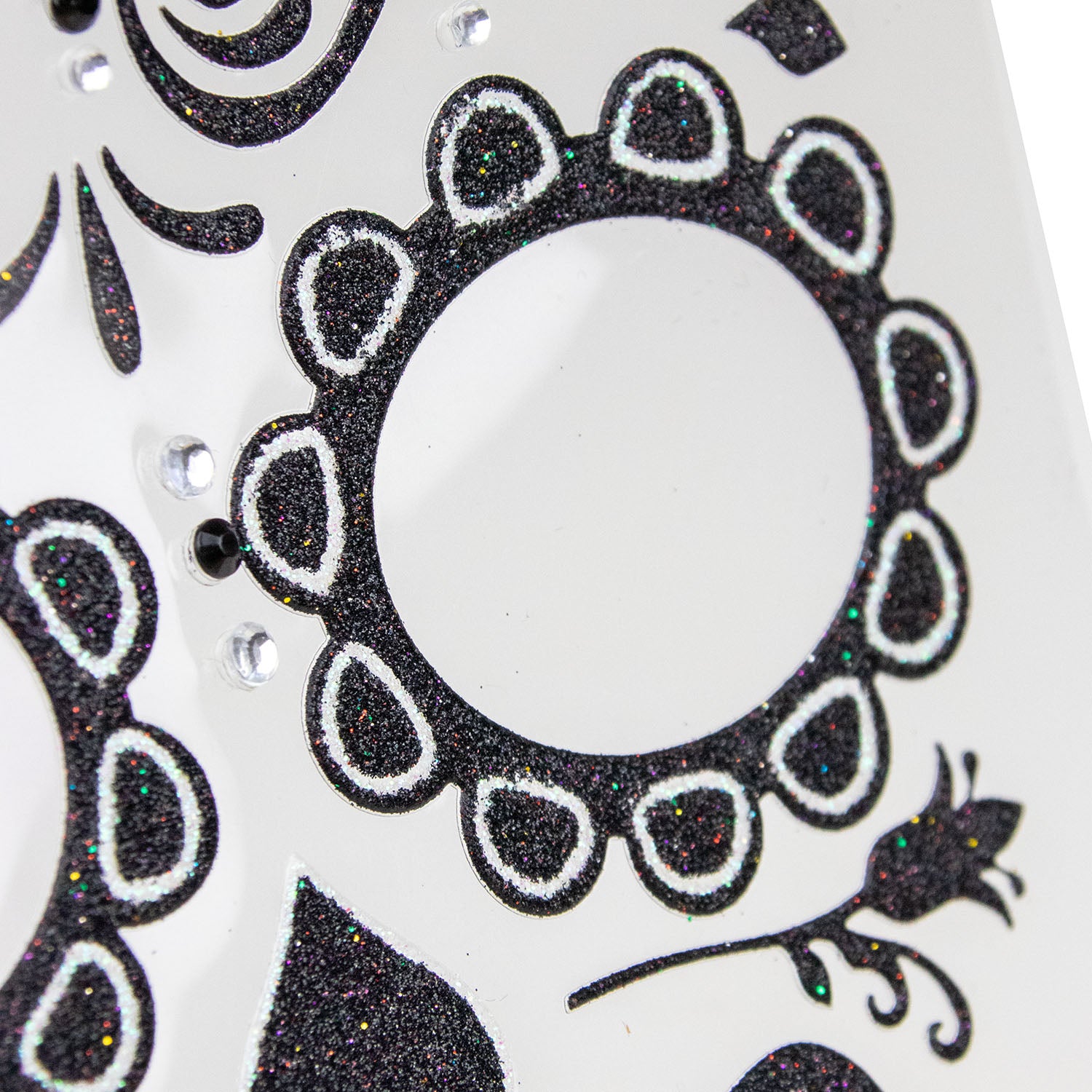 halloween-gesichts-tattoo-skelett-schwarz-glitzer-selbstklebend image 3