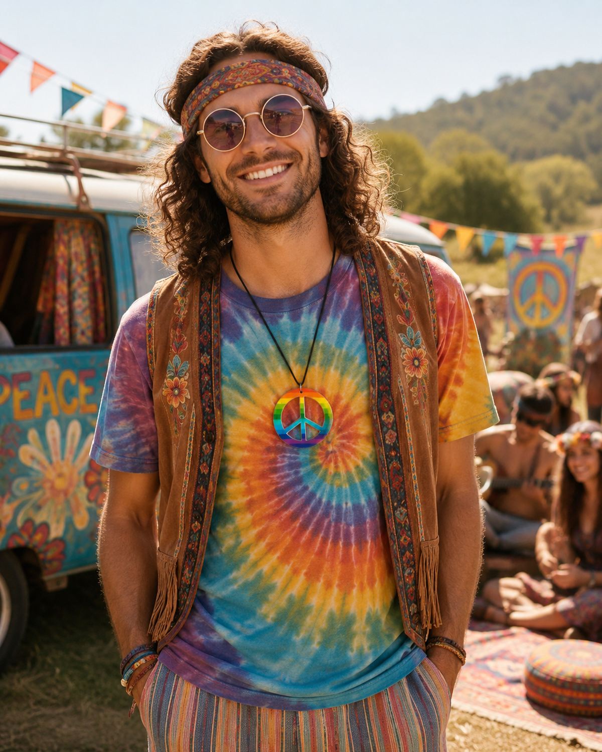 das-kost-mland-peace-halskette-regenbogen-hippie-multicolor image 3