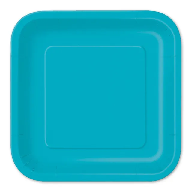 das-kost-mland-pappteller-uni-quadratisch-23cm-t-rkis-14-stk image 1