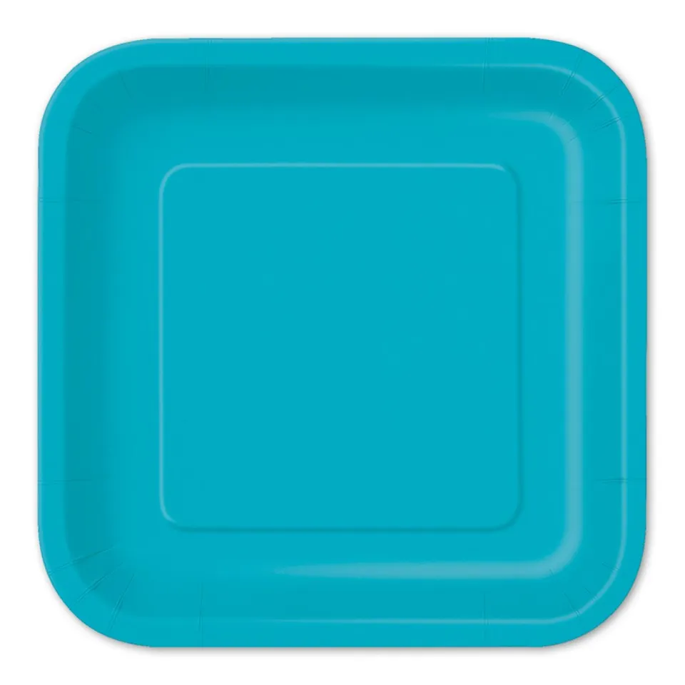 das-kost-mland-pappteller-uni-quadratisch-23cm-t-rkis-14-stk image 1