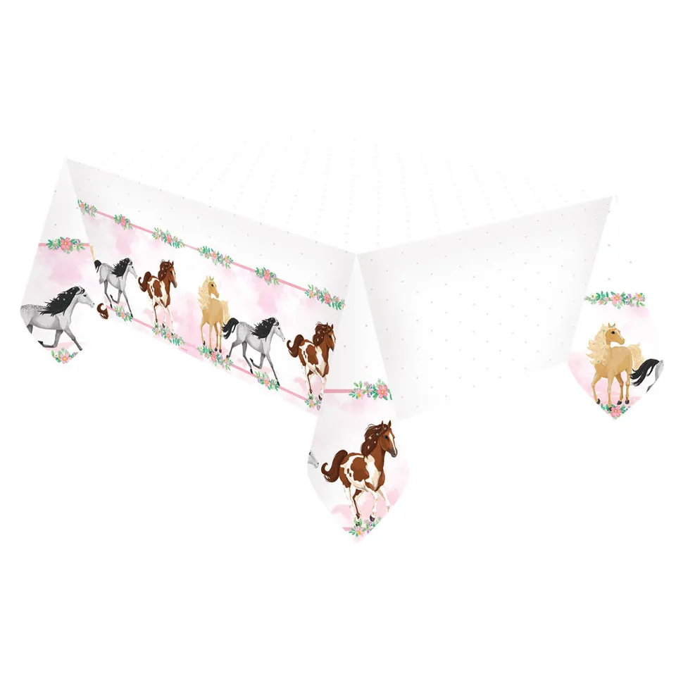 das-kost-mland-beautiful-horses-tischdecke-120x180-wei-rosa image 1