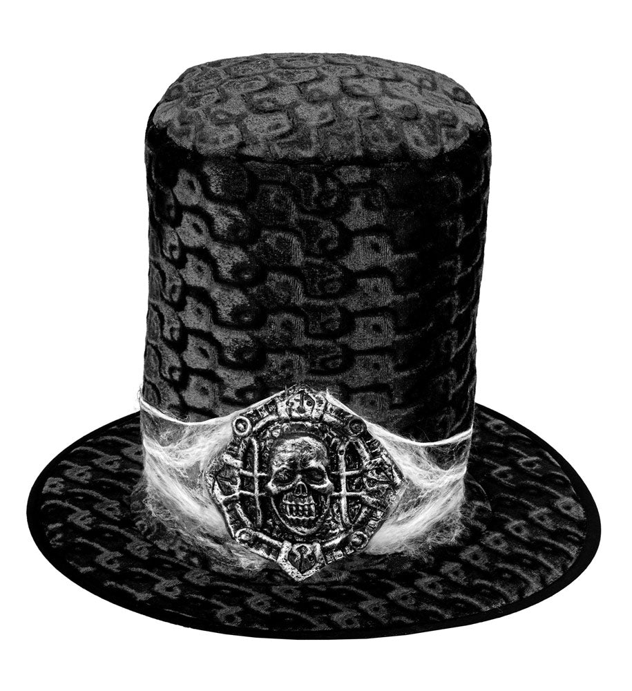 gothic-samt-zylinder-totenkopf-hut-schwarz-silber-einheitsgr-e image 1