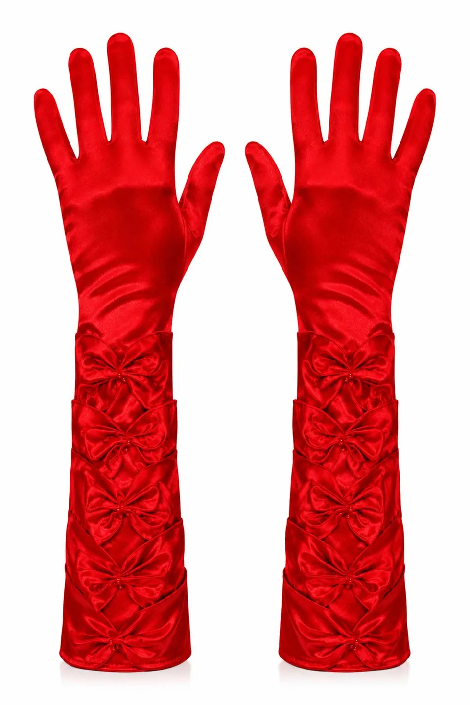das-kost-mland-accessoires-satin-handschuhe-rot-schleifen-perlen-40cm image 1