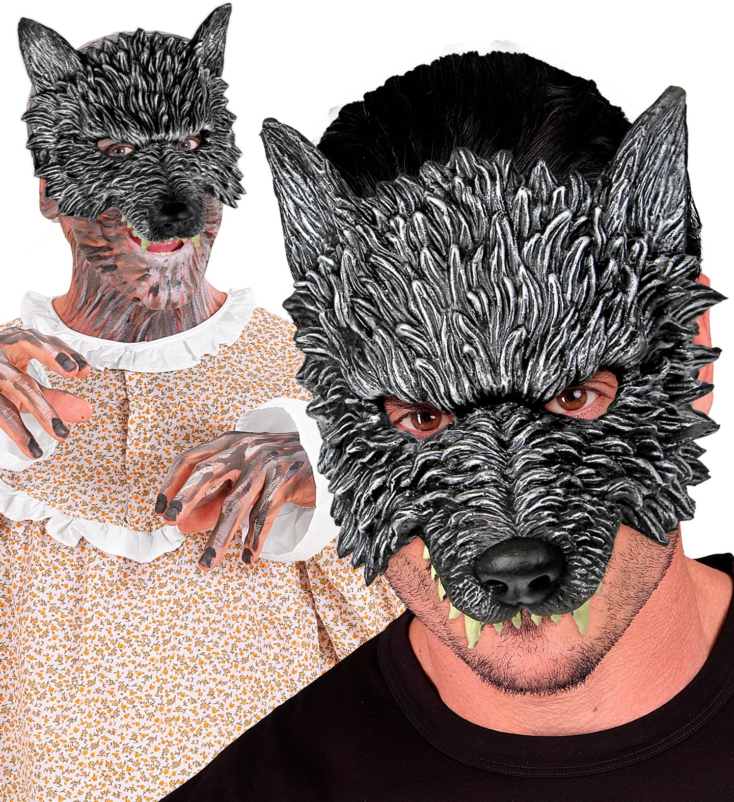 das-kost-mland-kinnlose-wolfsmaske-grau-halloween-maske image 2
