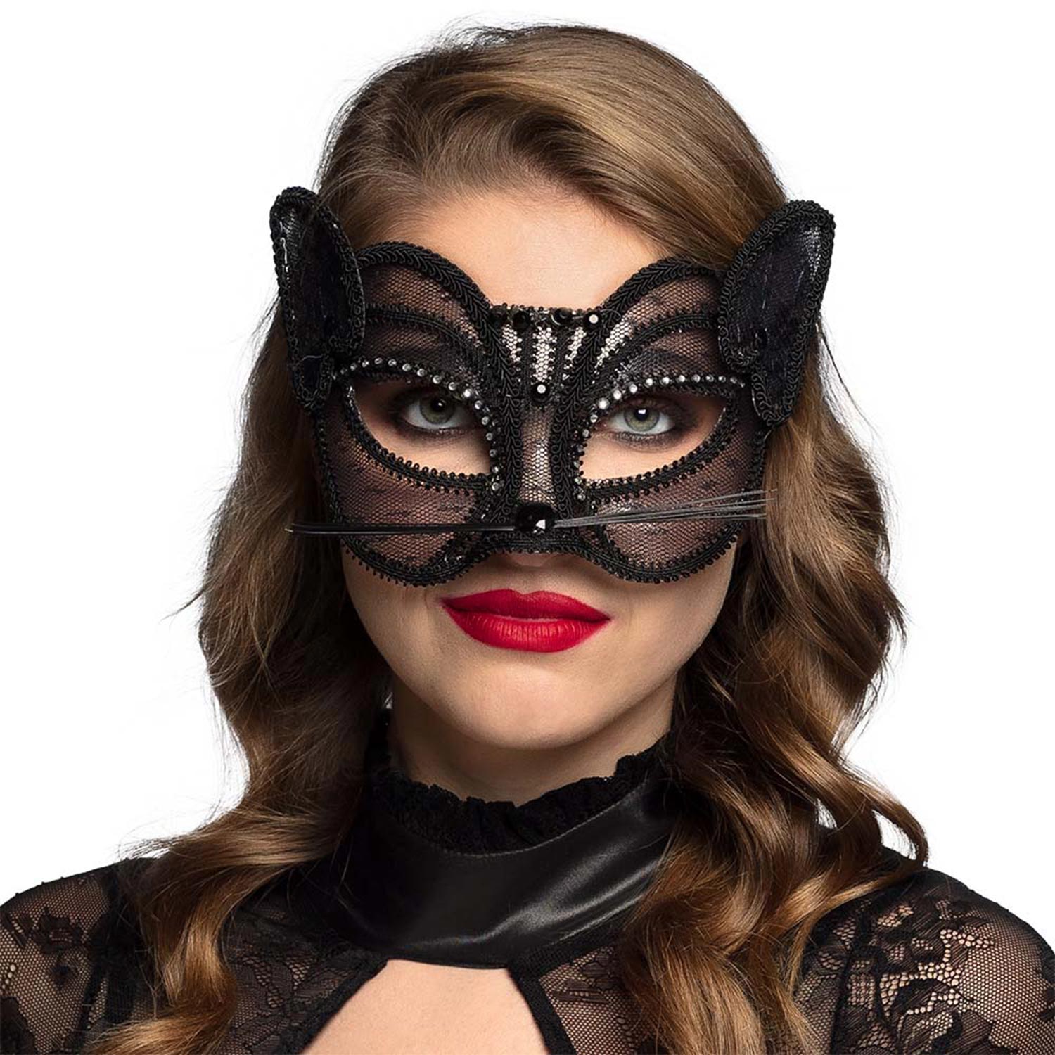 das-kost-mland-katze-de-luxe-augenmaske-schwarz-spitze image 1