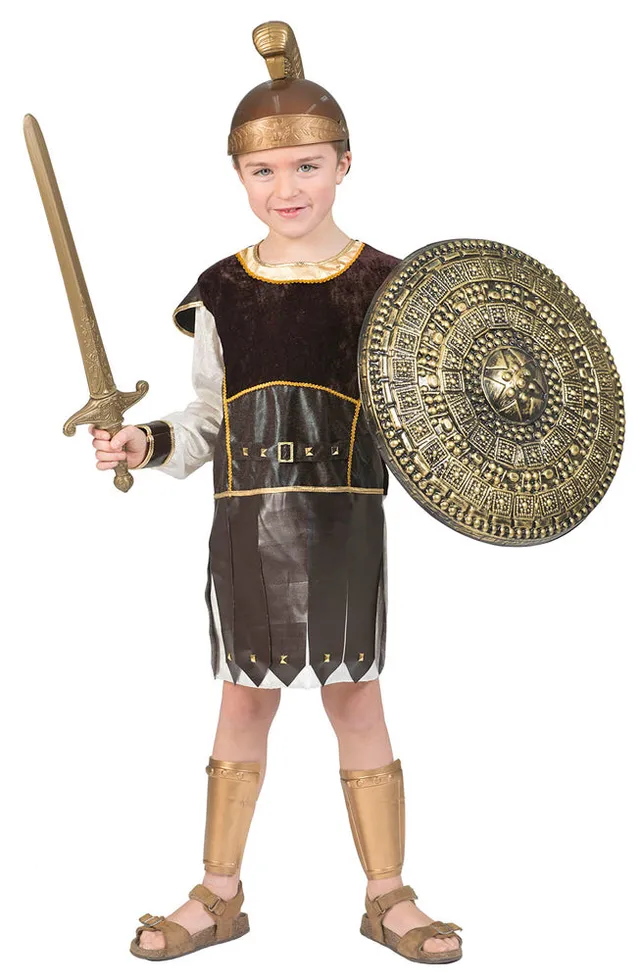das-kost-mland-jungen-r-mer-gladiator-tunika-kost-m-braun-gold-140 image 1