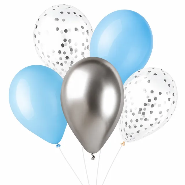 das-kost-mland-latexballon-33cm-blau-silber-6-st-ck image 1