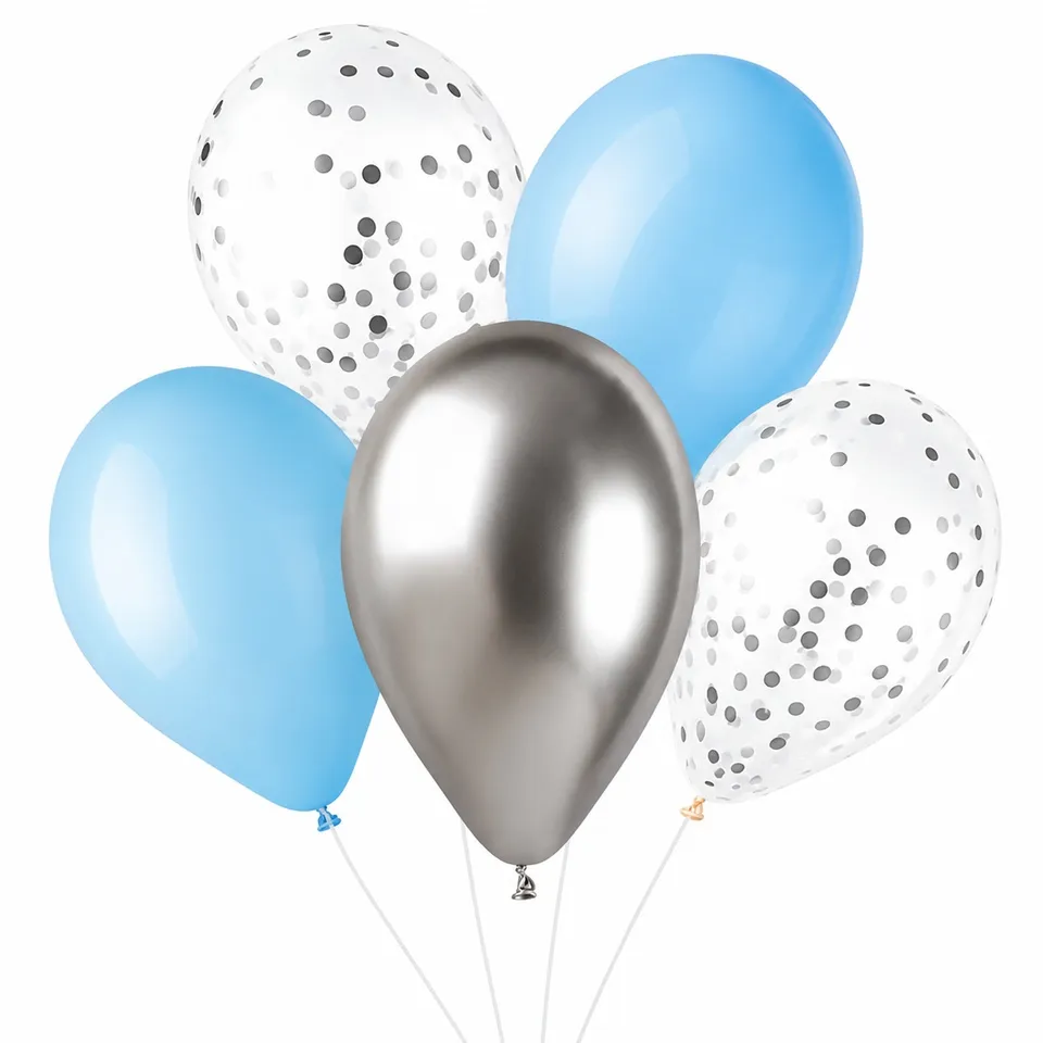 das-kost-mland-latexballon-33cm-blau-silber-6-st-ck image 1