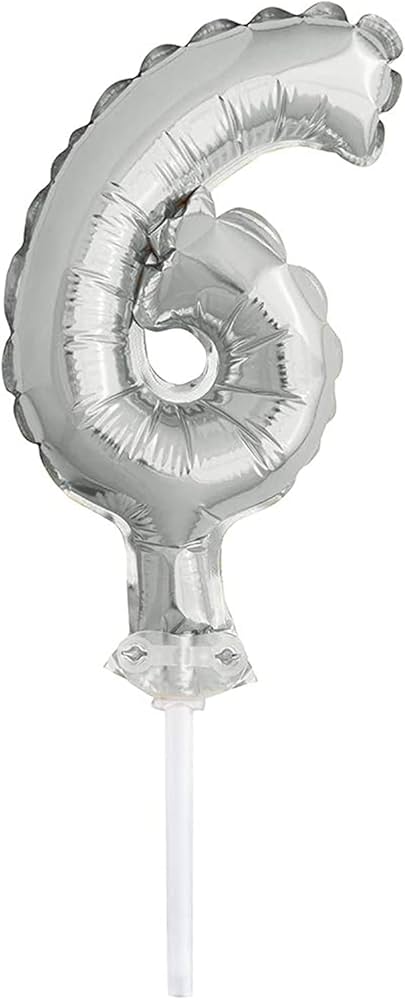 das-kost-mland-tortendeko-ballonzahl-6-silber-13-cm image 1