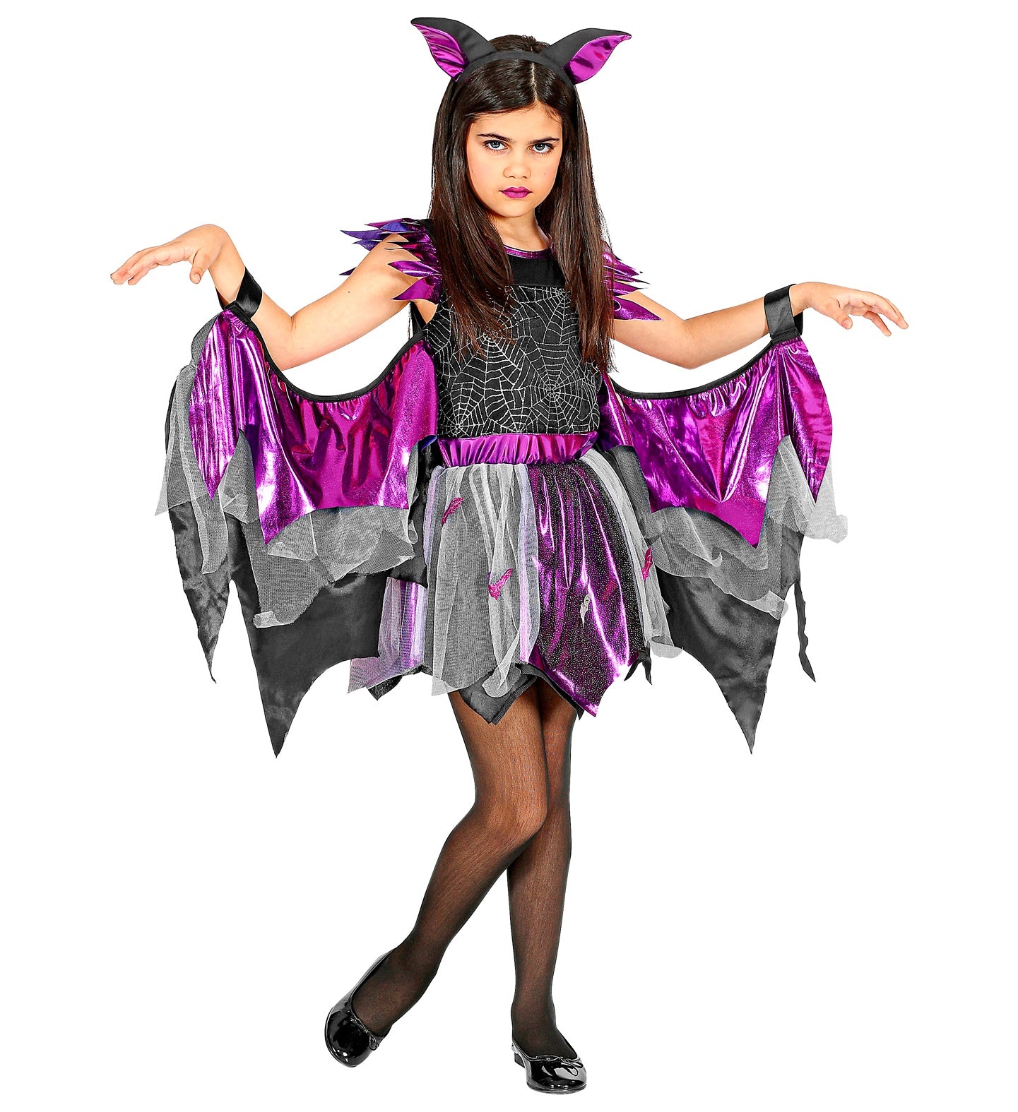 das-kost-mland-glitzer-fledermaus-kinderkost-m-schwarz-lila image 1