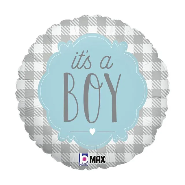 das-kost-mland-it-s-a-boy-karo-folienballon-46-cm-blau image 1