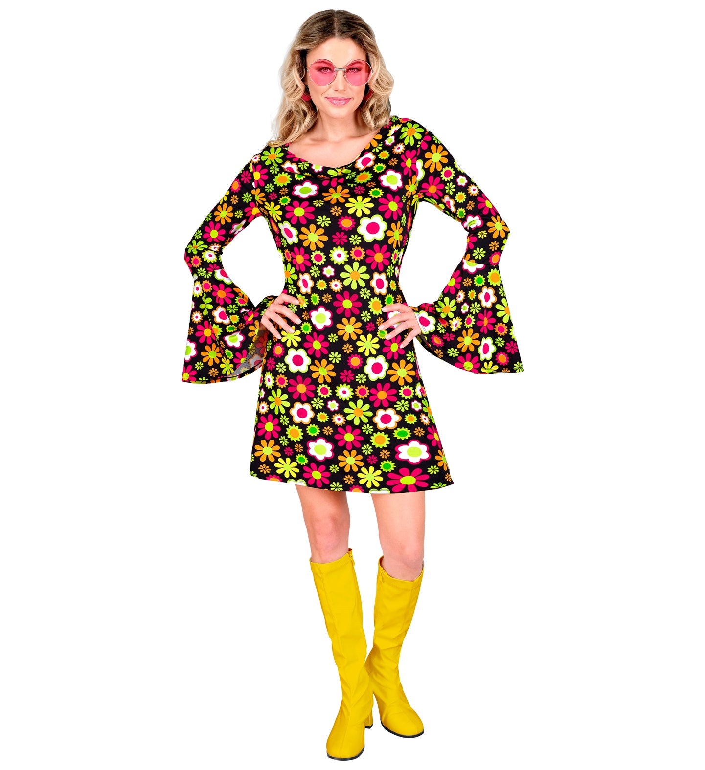 das-kost-mland-flowers-retro-kleid-mehrfarbig-gr-l-60er-70er image 1