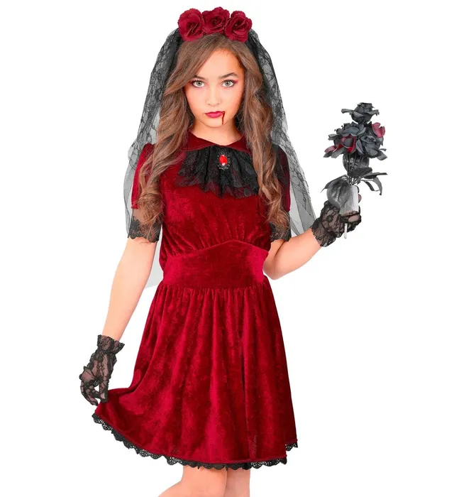 das-kost-mland-gothische-vampirbraut-m-dchenkost-m-kleid-rot-128 image 1