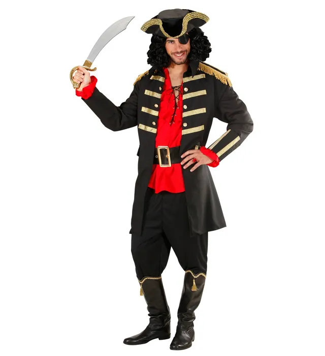 widmann-piraten-kapit-n-kost-m-herren-mantel-mit-hut-schwarz image 1