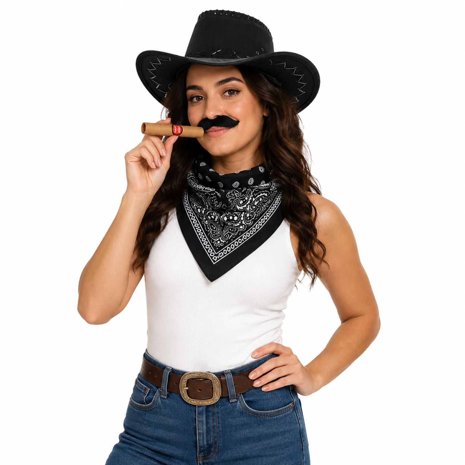 das-kost-mland-herren-cowboy-kost-mset-9-tlg-schwarz-hut-bart image 2