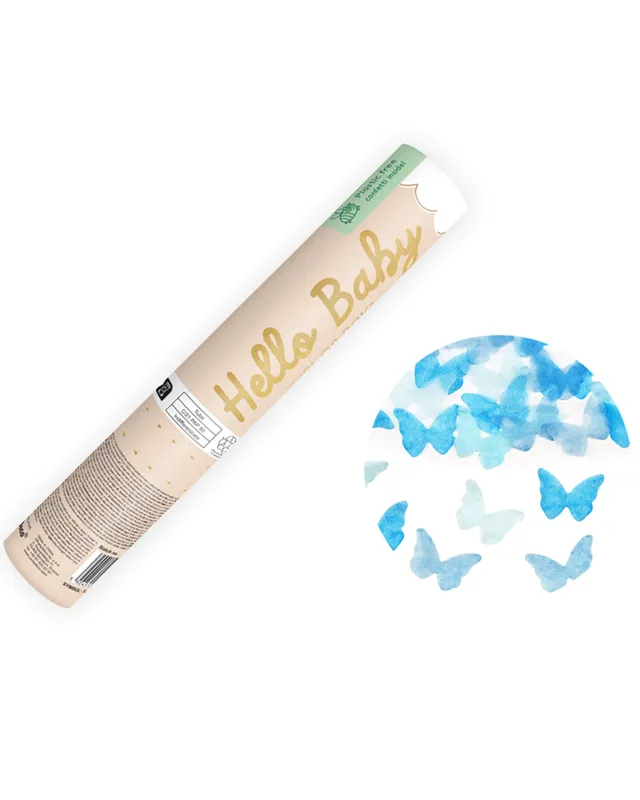 das-kost-mland-hello-baby-konfetti-kanone-20-cm-blau-schmetterlinge image 1