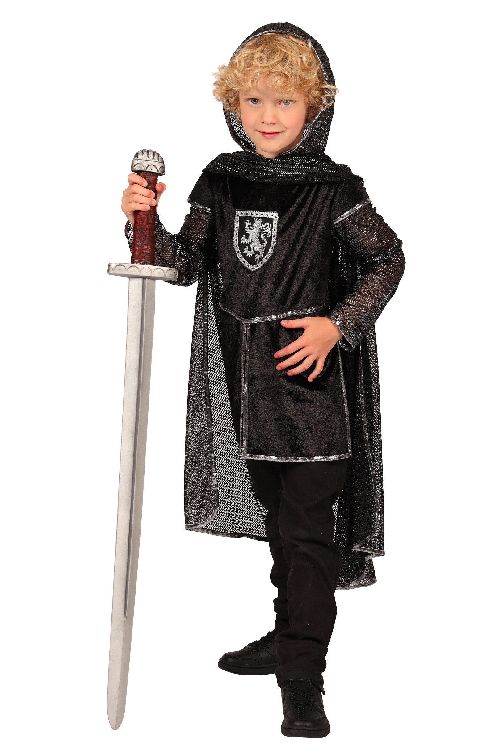 das-kost-mland-jungen-ritter-dragonfighter-kost-m-schwarz-silber-116-128 image 2