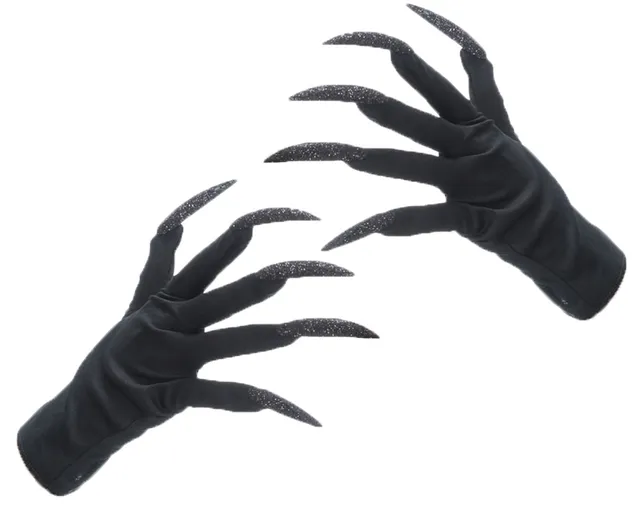 das-kost-mland-hexenfingern-gel-handschuhe-glitzer-schwarz image 1