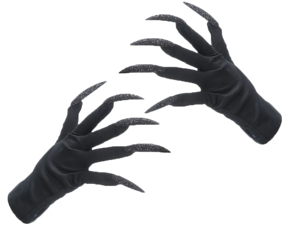 das-kost-mland-hexenfingern-gel-handschuhe-glitzer-schwarz image 1
