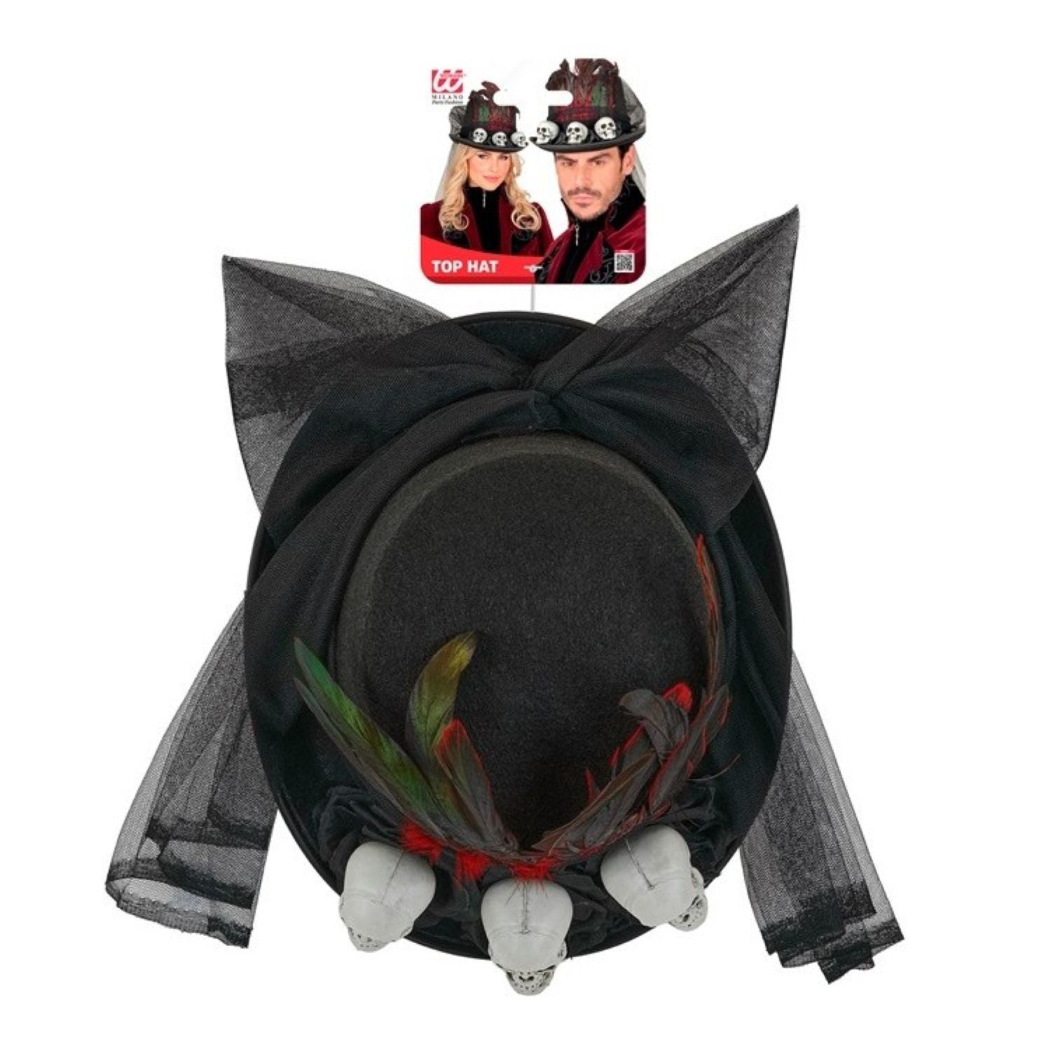 das-kost-mland-voodoo-zylinder-totenkopf-hut-schwarz image 2