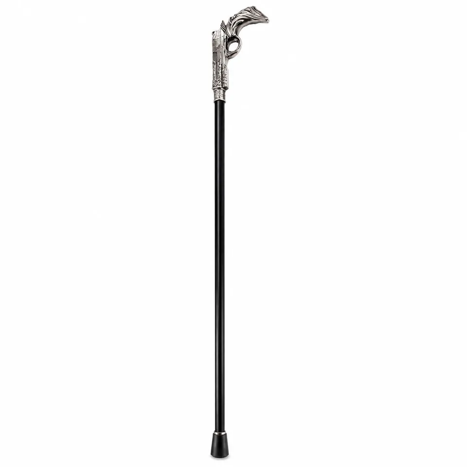 das-kost-mland-gehstock-metall-pistole-schwarz-silber-93cm image 1