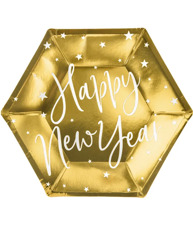 das-kost-mland-pappteller-happy-new-year-gold-6-stk image 1