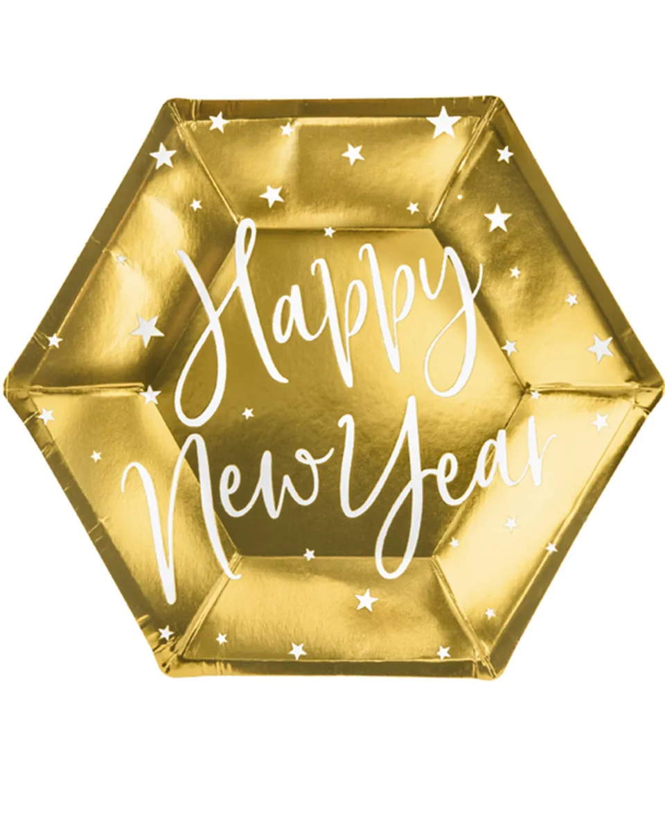 das-kost-mland-pappteller-happy-new-year-gold-6-stk image 1