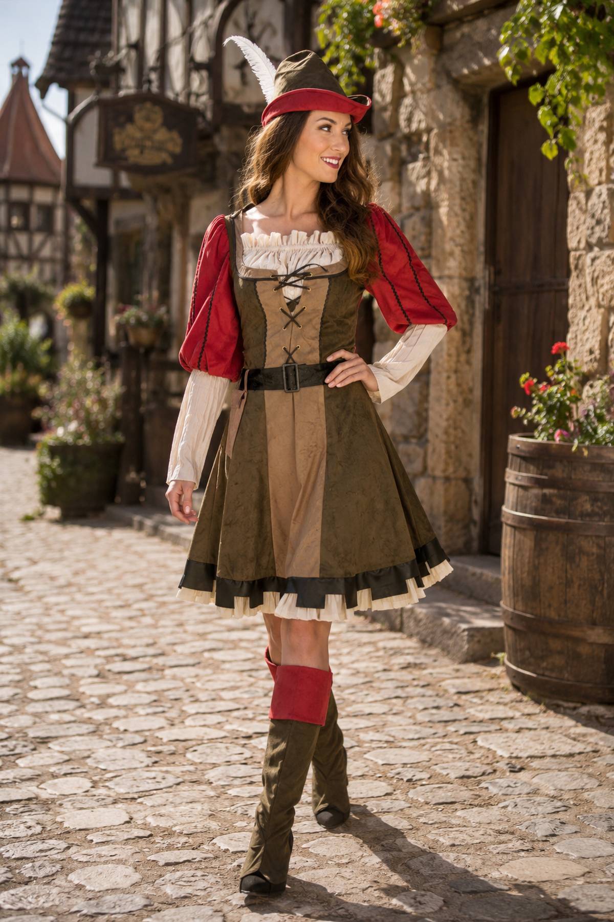 das-kost-mland-lady-marian-robin-hood-kost-m-gr-n-rot image 2