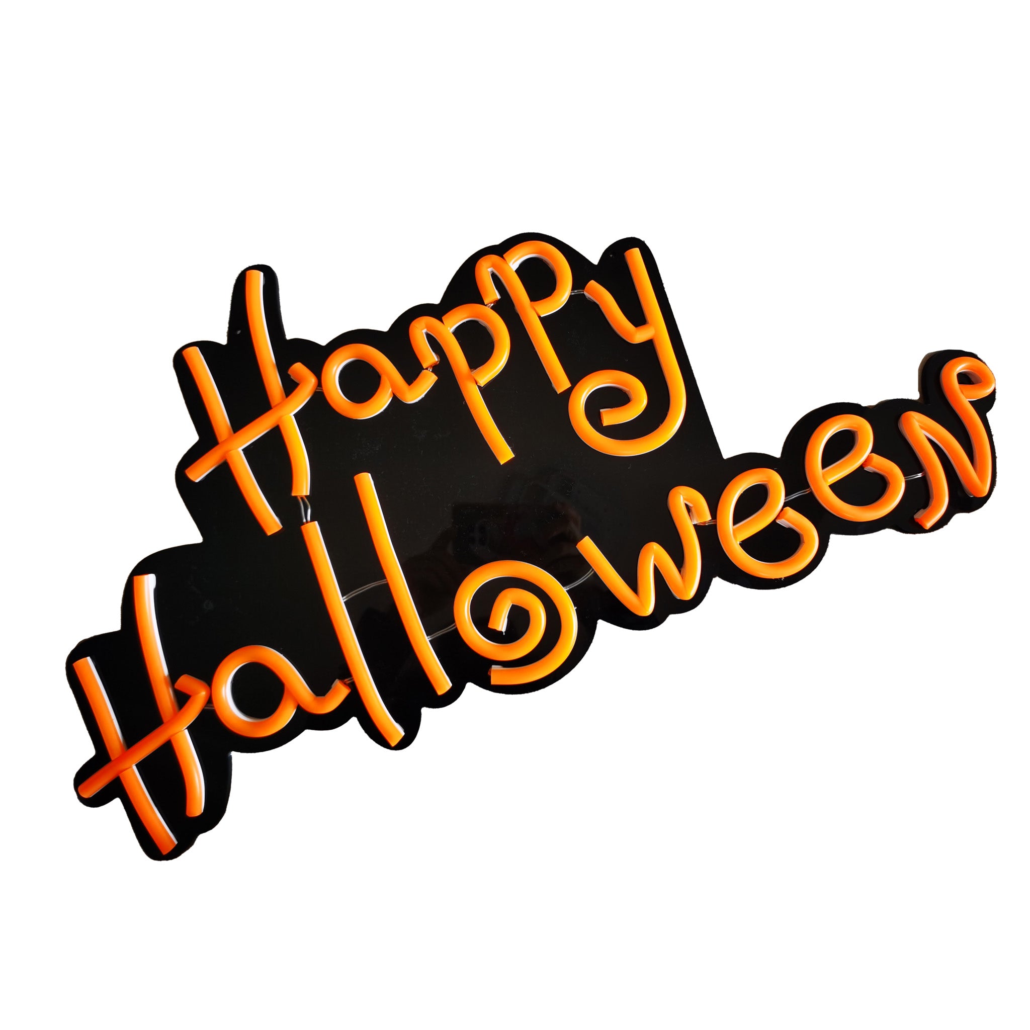 das-kost-mland-happy-halloween-neon-schriftzug-orange-60x30-cm image 3