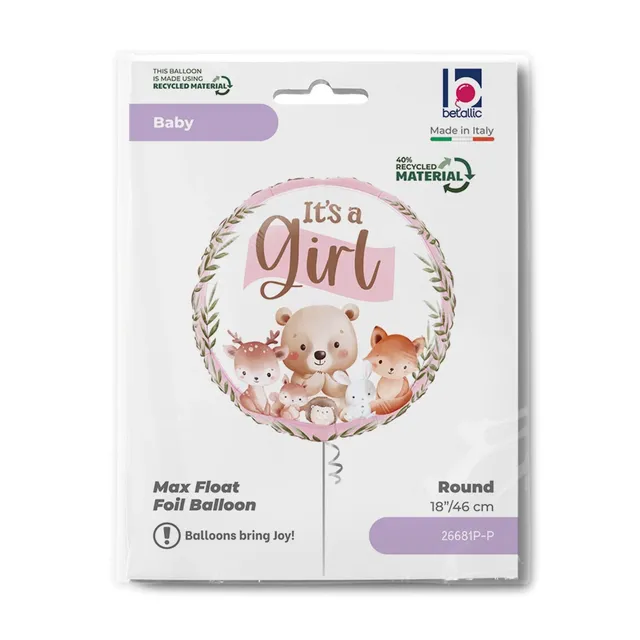 das-kost-mland-dekorationen-folienballon-woodland-it-s-a-girl-46-cm image 1
