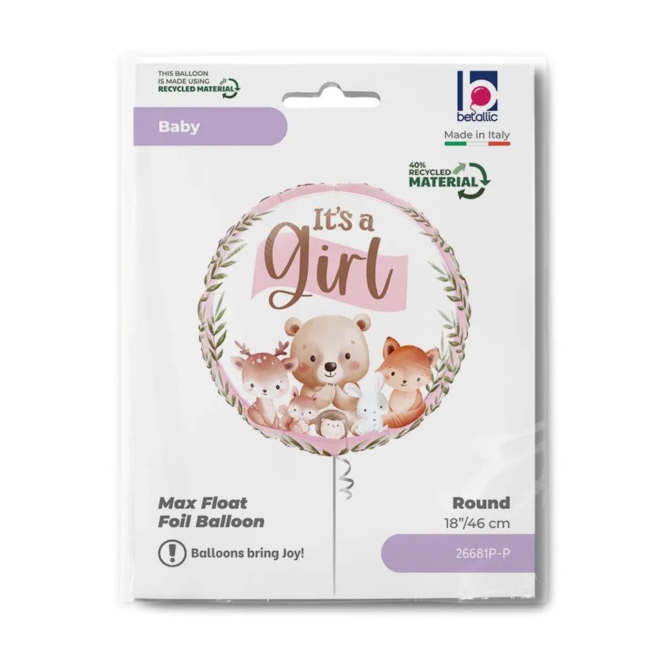 das-kost-mland-dekorationen-folienballon-woodland-it-s-a-girl-46-cm image 1