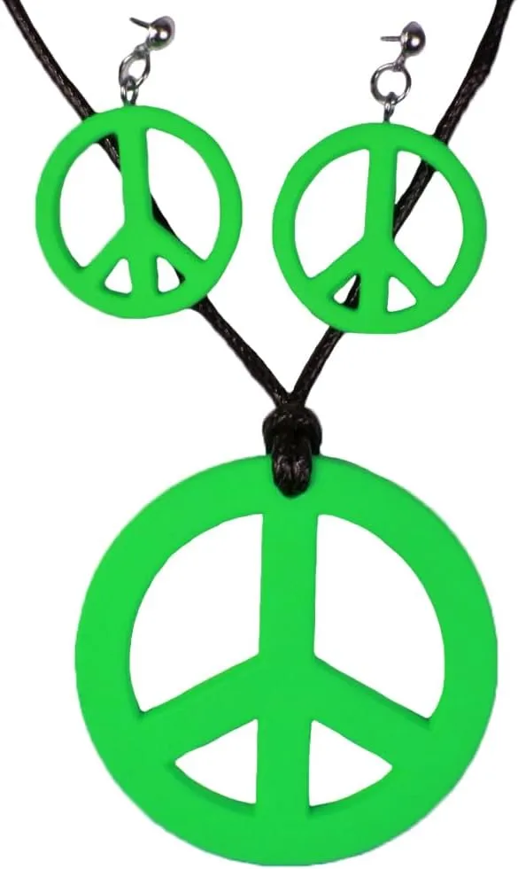 das-kost-mland-hippie-peace-schmuck-set-3-tlg-gr-n-70er image 1