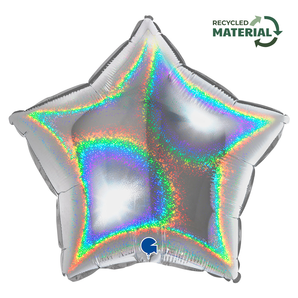 das-kost-mland-dekorationen-stern-folienballon-46cm-silber-holo image 1