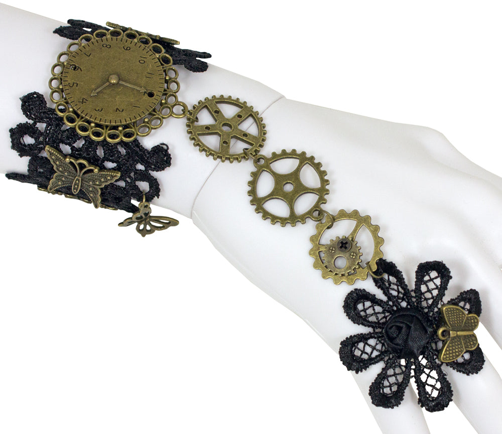 steampunk-manolette-spitzen-armband-schwarz-gold image 2