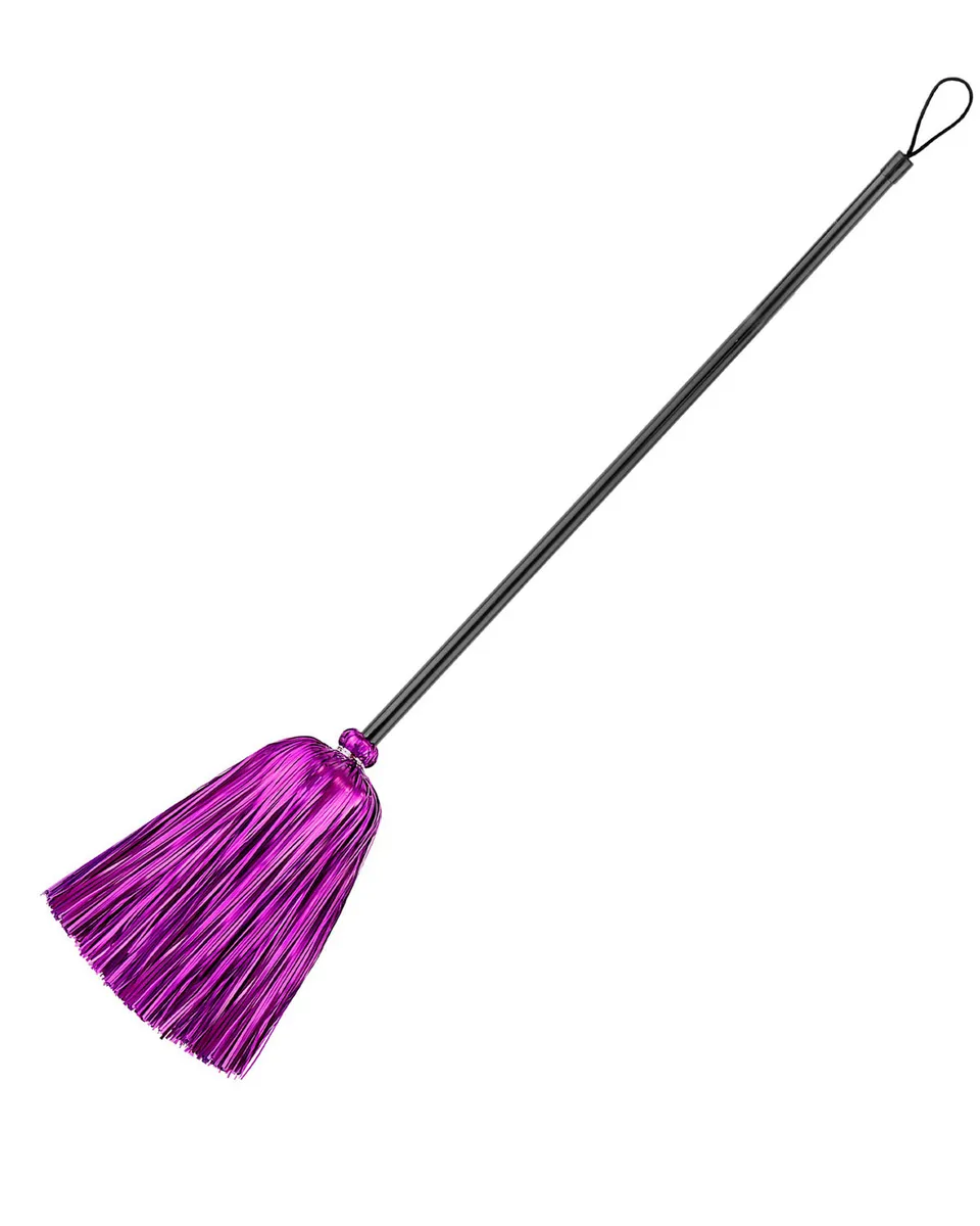 das-kost-mland-accessoires-hexenbesen-lametta-92cm-schwarz-lila image 1