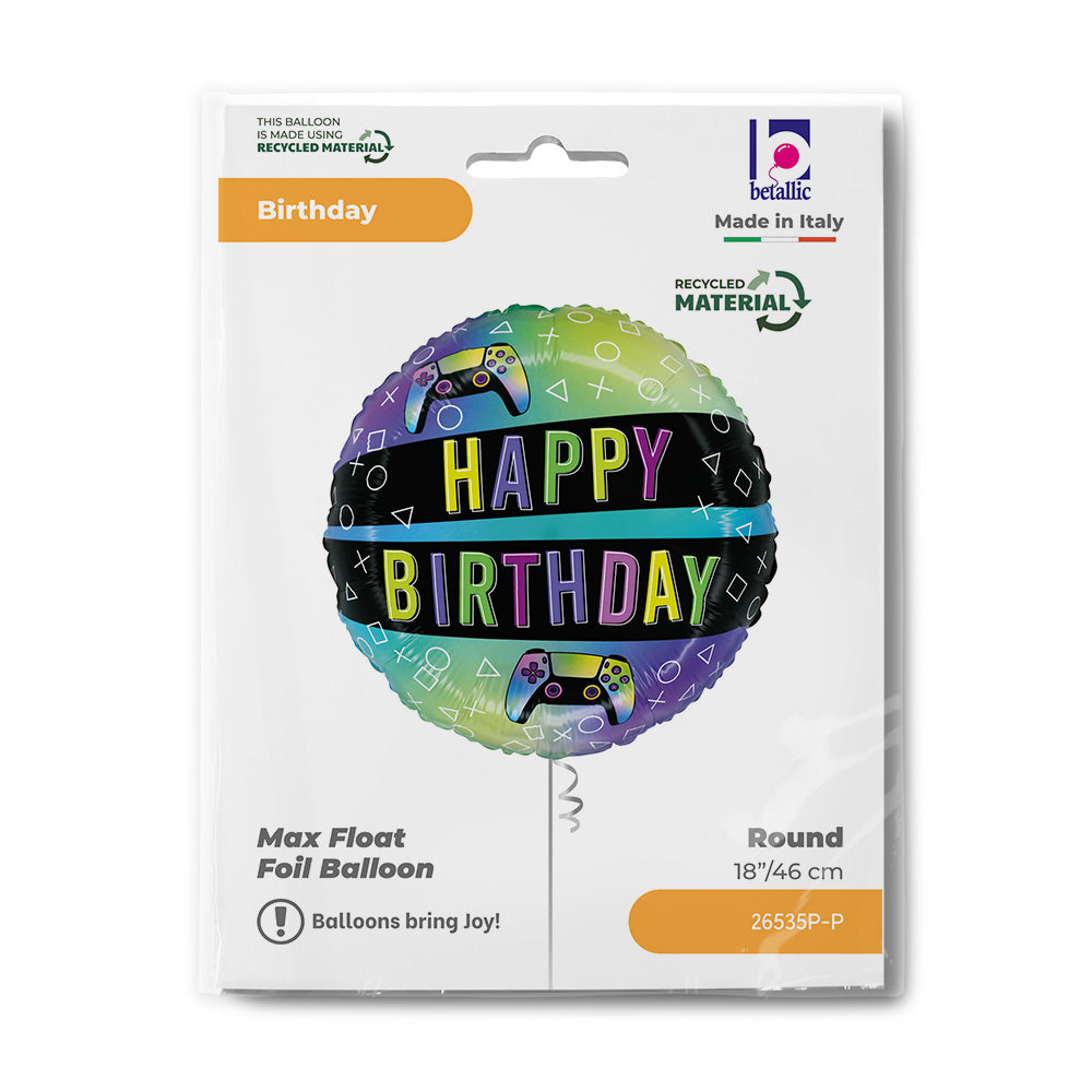 das-kost-mland-happy-birthday-folienballon-game-controller-46cm image 2