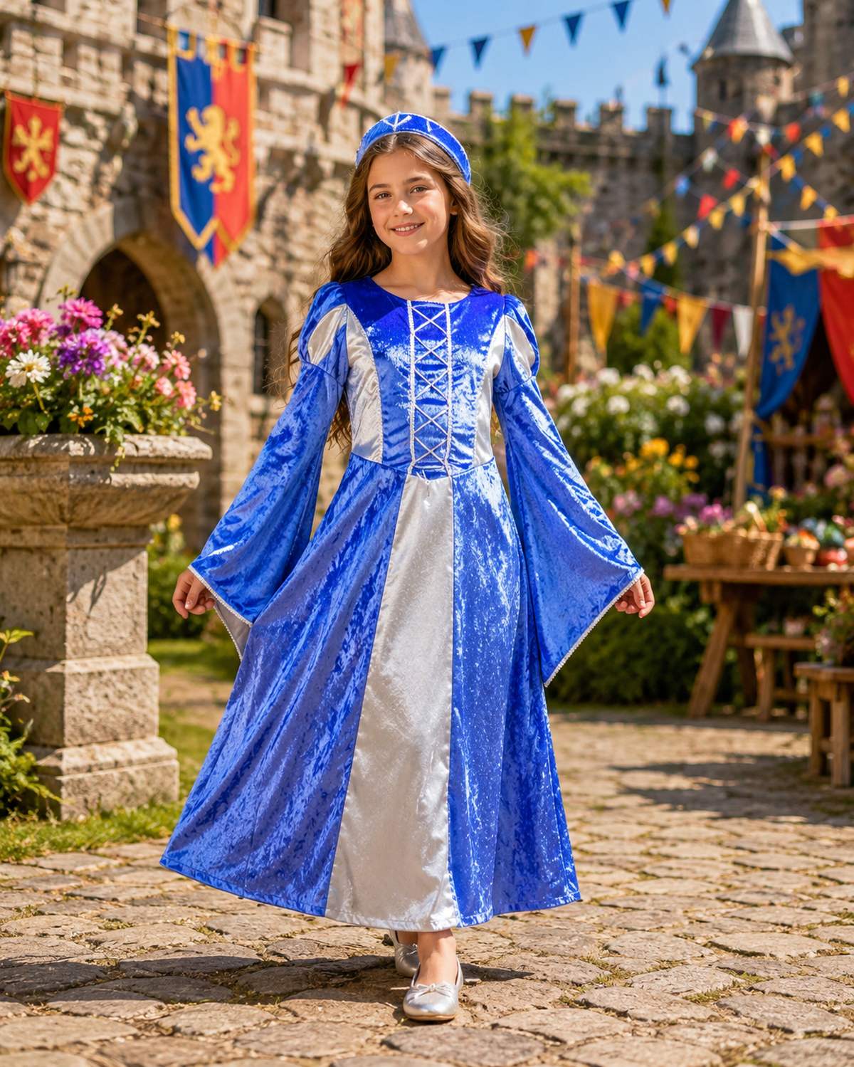 das-kost-mland-m-dchen-prinzessin-helena-kost-m-blau-silber-samt image 2