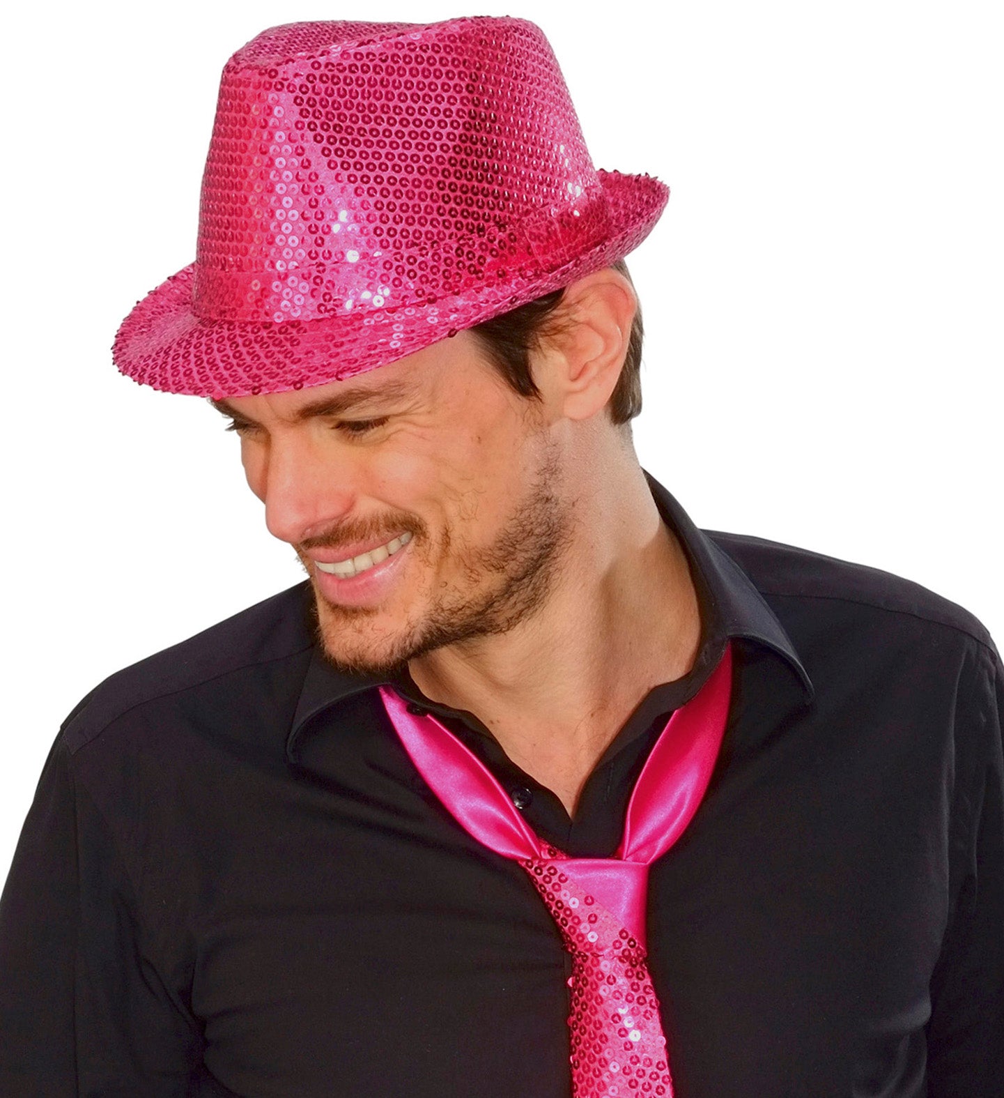 das-kost-mland-accessoires-pailletten-hut-fedora-pink-einheitsgr-e image 2
