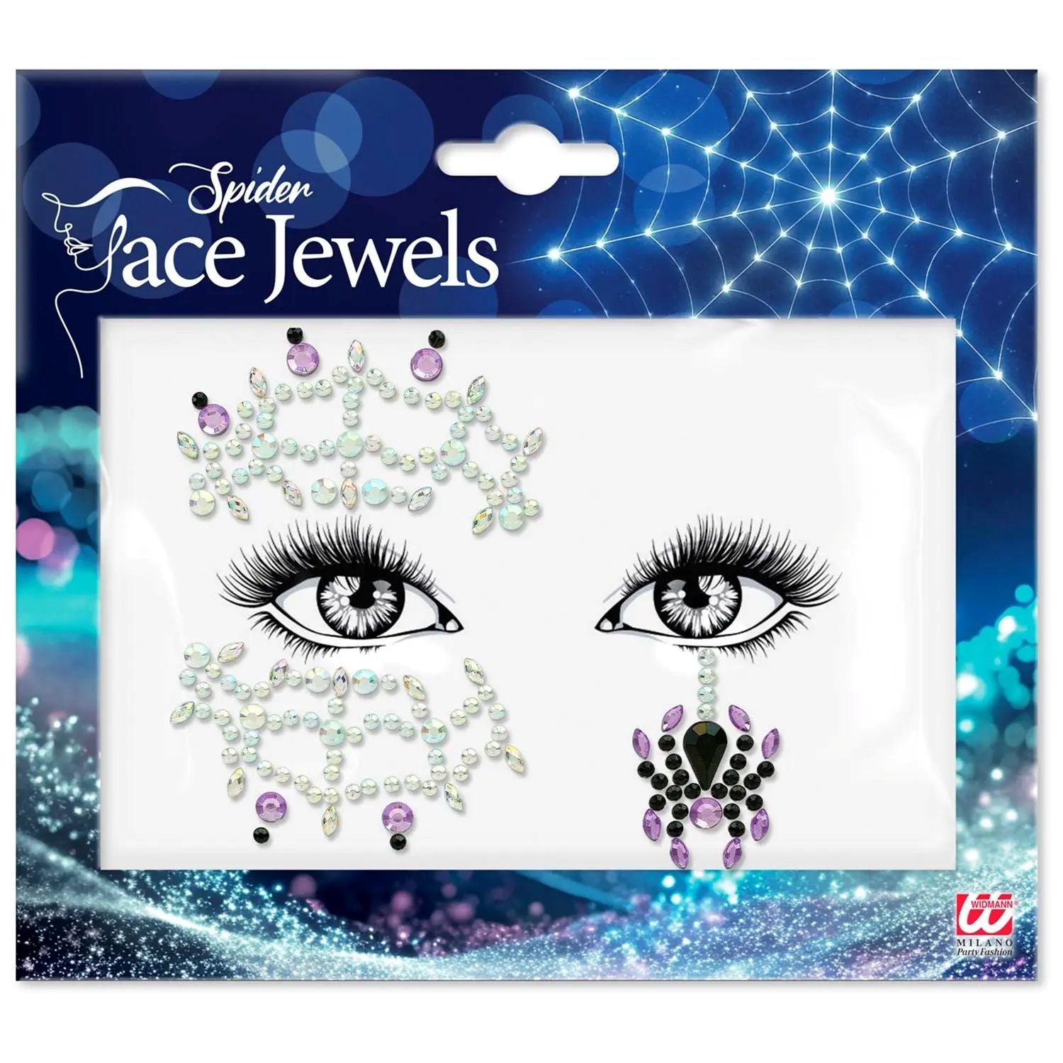 das-kost-mland-spinne-face-jewels-glitzersteine-mehrfarbig image 1