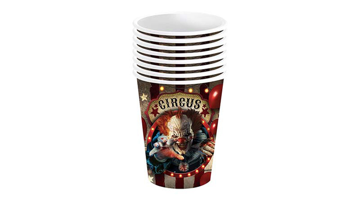 das-kost-mland-dekorationen-pappbecher-horror-clown-240ml-6stk image 2